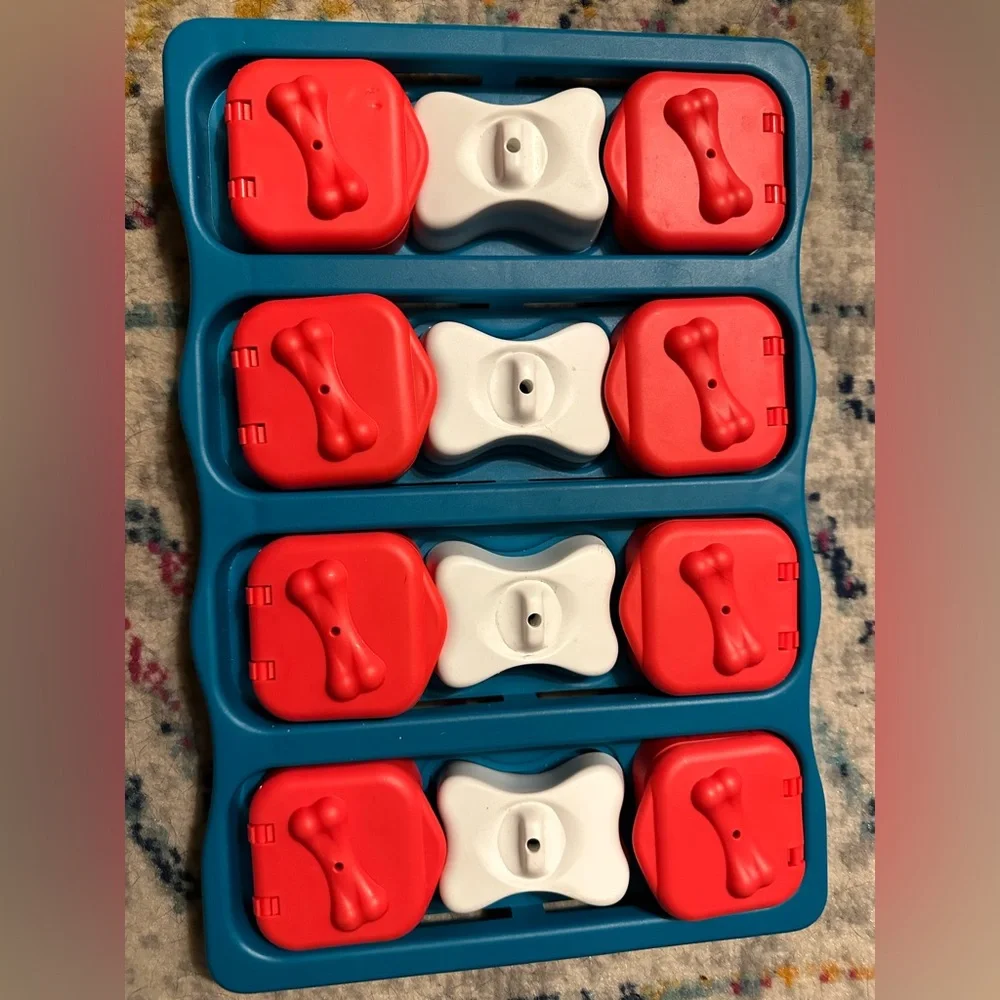 Nina Ottosson by Outward Hound Brick Puzzle Game Dog Toy, Blue & Red